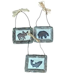 Homemaker's Idea Company Rustic Wildlife Lodge Wall Art Set Moose Bear Fish 3pc